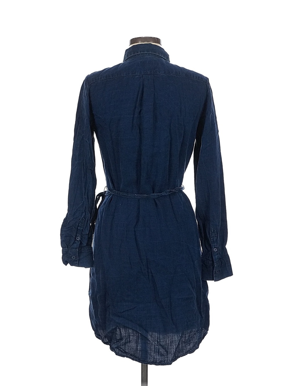Banana Republic Navy Long-Sleeve Shirt Dress with Waist Tie - Picture 2 of 3
